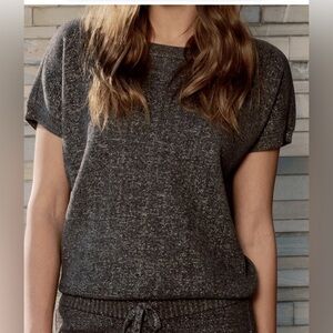 Barefoot Dreams CozyChic Ultra Lite Dolman Short Sleeve Pullover Charcoal Sz XS